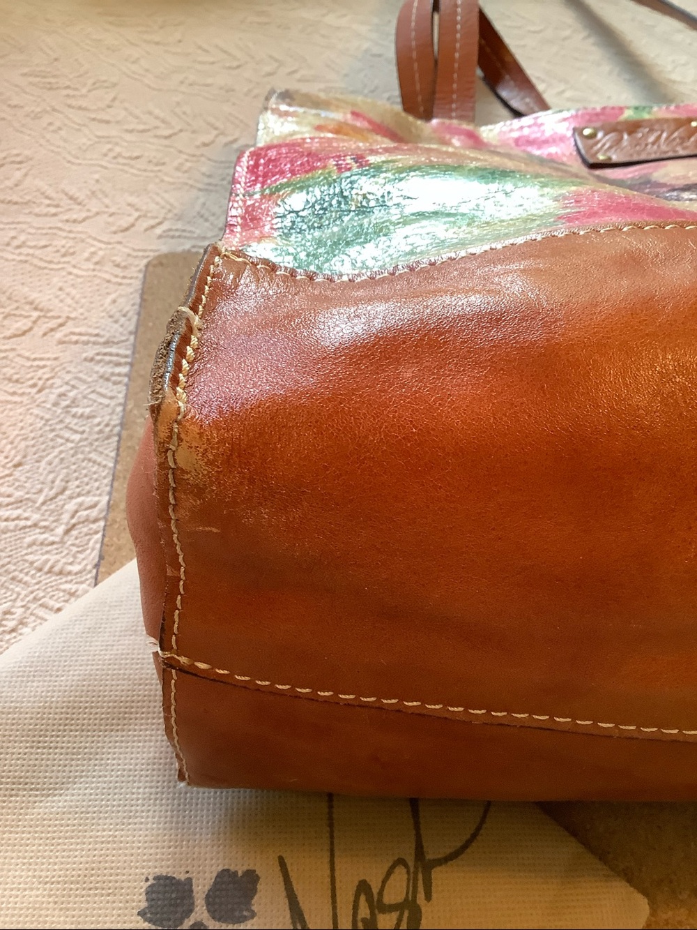 Patricia Nash Floral Leather Tote Shoulder Bag - Picture 9 of 16